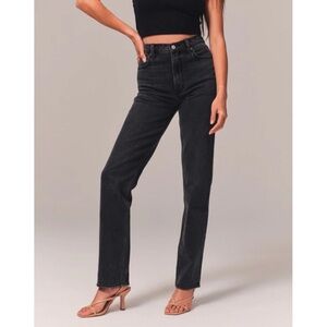 Abercrombie & Fitch The 90s Straight Ultra High Rise Faded Black Jeans Size 27